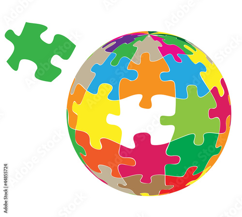 Colorful globe puzzle vector background