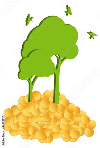 Golden pile vector money concept background