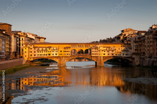Famous Ponte Vechcio at sunset, Florence, Tuscany, Italy