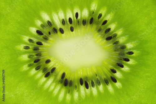Macro shot of fresh kiwi fruit cross section