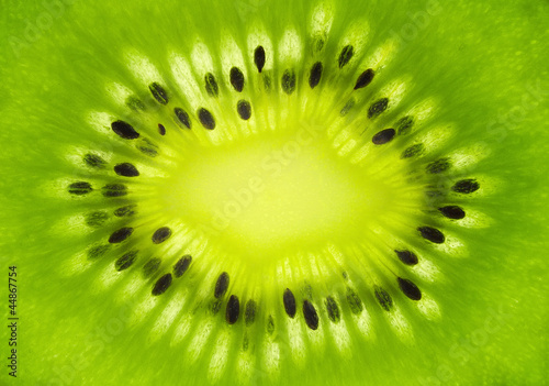 Macro shot of fresh kiwi fruit cross section