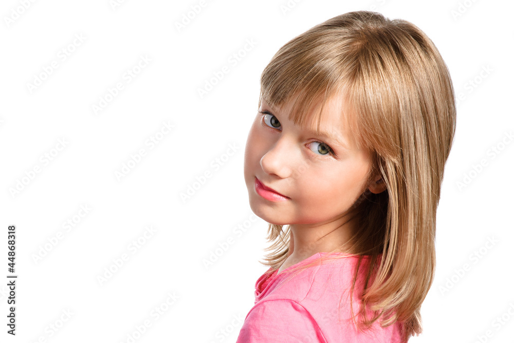 cute smiling stylish girl with nice blond hair isolated over whi cute smiling stylish girl with nice blond hair isolated over whi