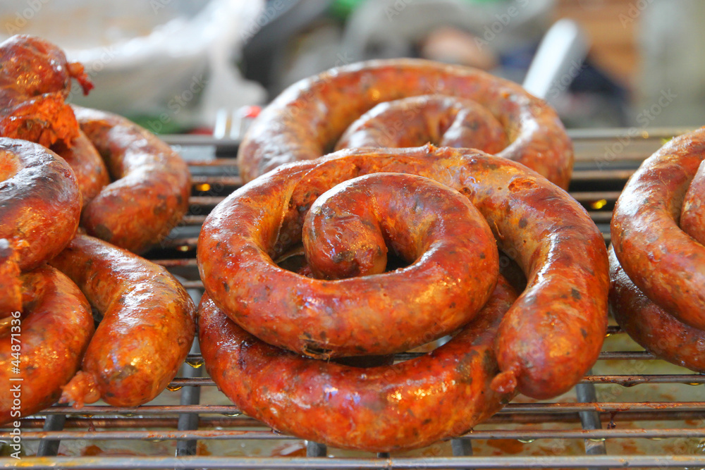 Fototapeta premium Sai Aou - Northern Thai style grilled sausage