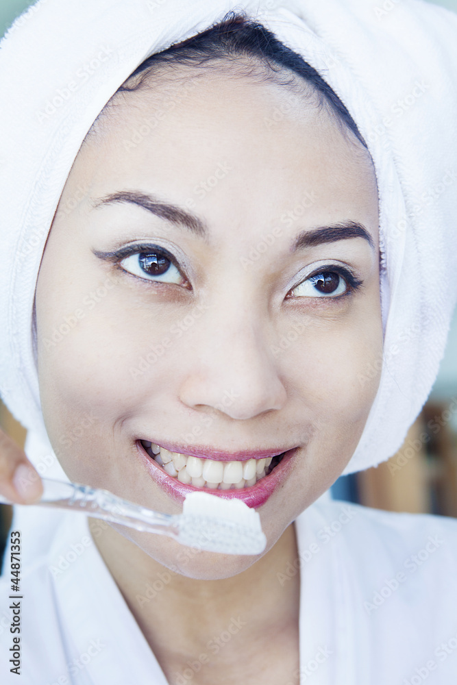 Beautiful woman brushing teeth Beautiful woman brushing teeth