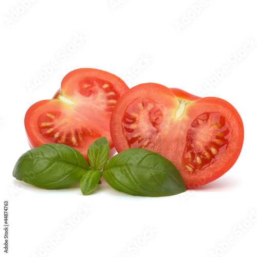 Tomato and basil leaf