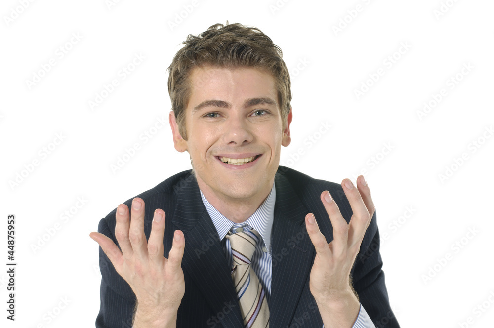 Stock photo of a surprised businessman looking up Stock photo of a surprised businessman looking up