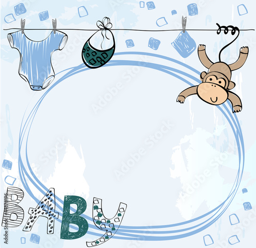 Cute scrapbook  for boy with baby elements.