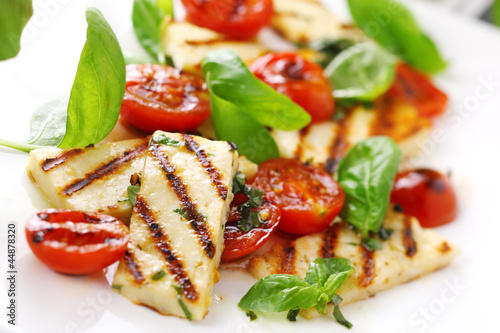 Grilled Halloumi Cheese and roasted tomato salad.