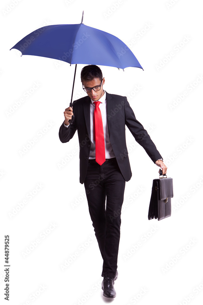 business man stepping very carefuly forward