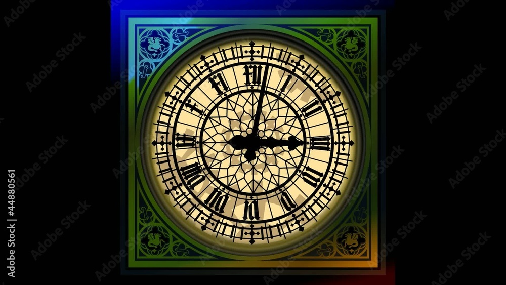 quadrant of magical victorian clock with lancets