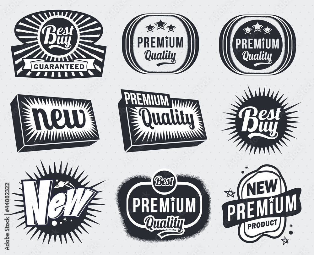 Premium Quality Guarantee Labels - retro vintage style design