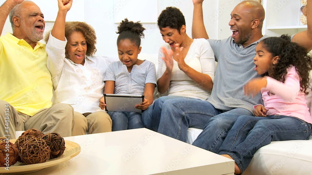 Three Generations Ethnic Family Wireless Tablet Home Three Generations Ethnic Family Wireless Tablet Home