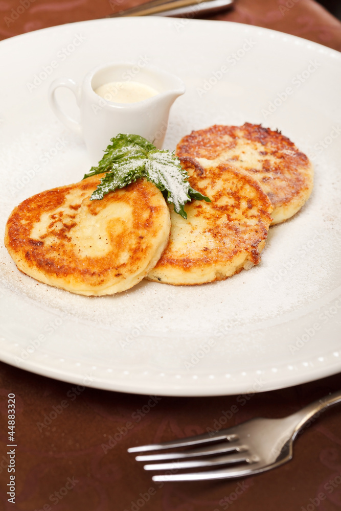 Cheese pancakes with sour cream Cheese pancakes with sour cream