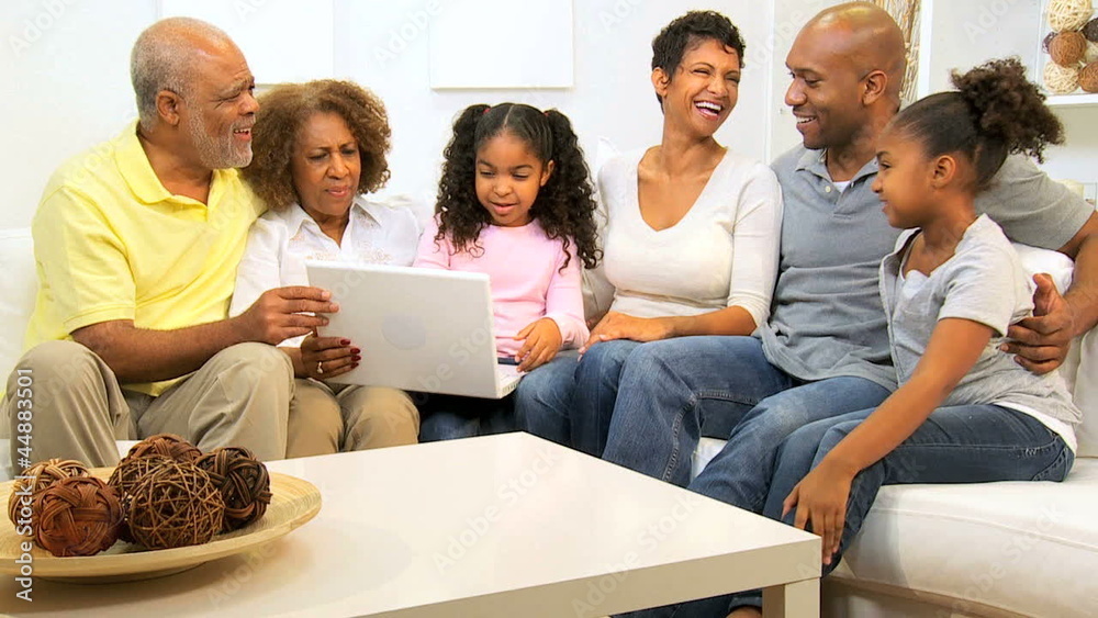 African American Extended Family Home Laptop Computer African American Extended Family Home Laptop Computer