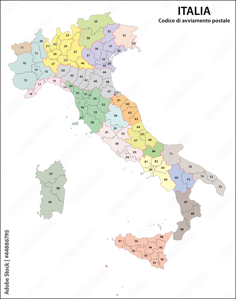 Postleitzahlen Italien Stock-Vektorgrafik | Adobe Stock