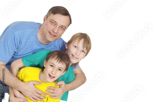 Tops family in bright T-shirts photo