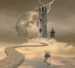 Acrylglasbilder Drachen The wizard tower  © EllerslieArt