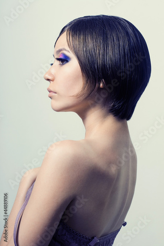 beautiful sensual woman with elegant hairstyle