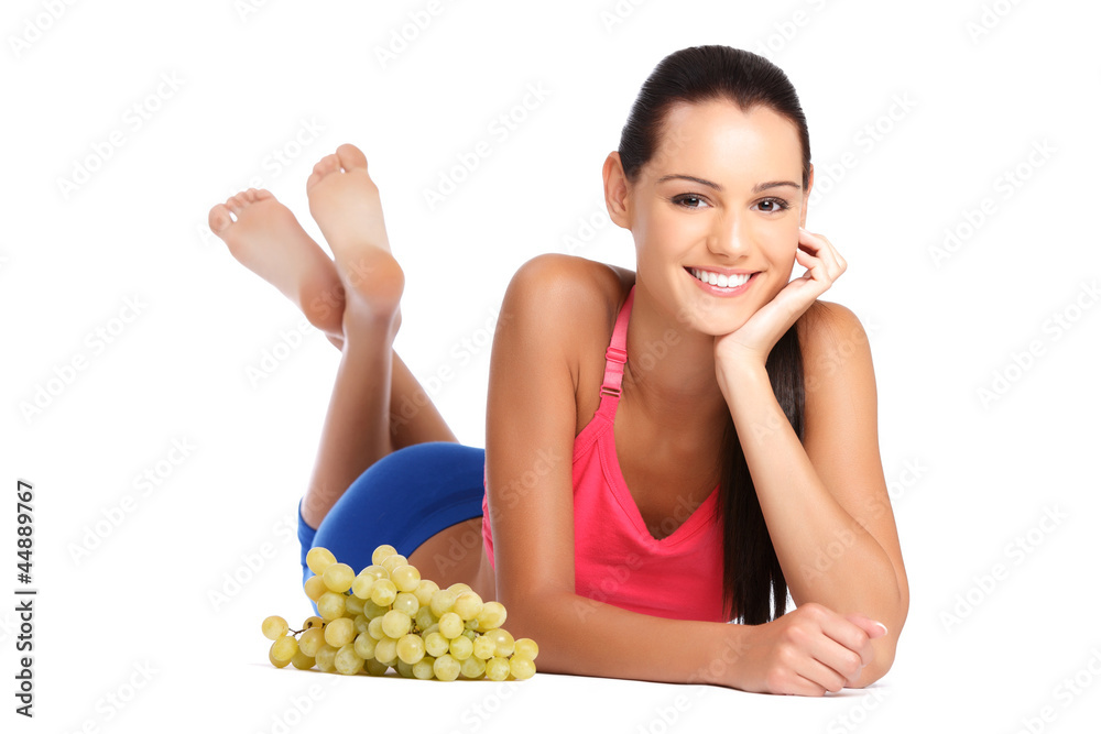 healthy nutrition - young beautiful woman with grape healthy nutrition - young beautiful woman with grape