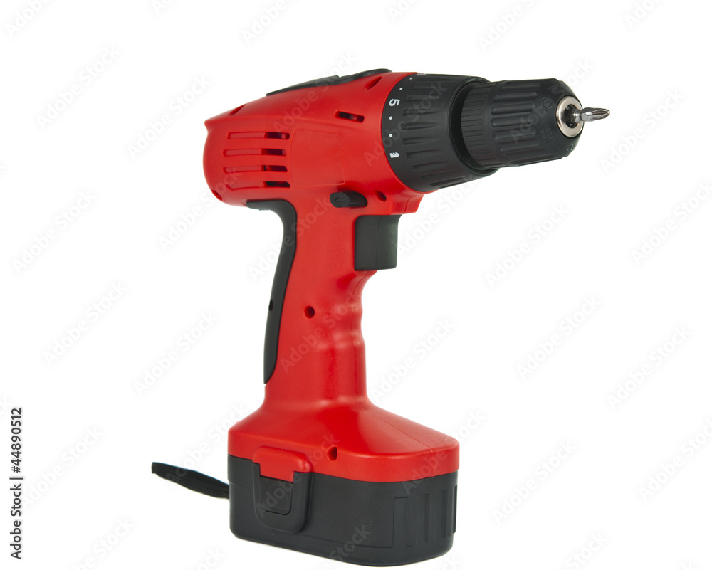 Battery screwdriver or drill isolated