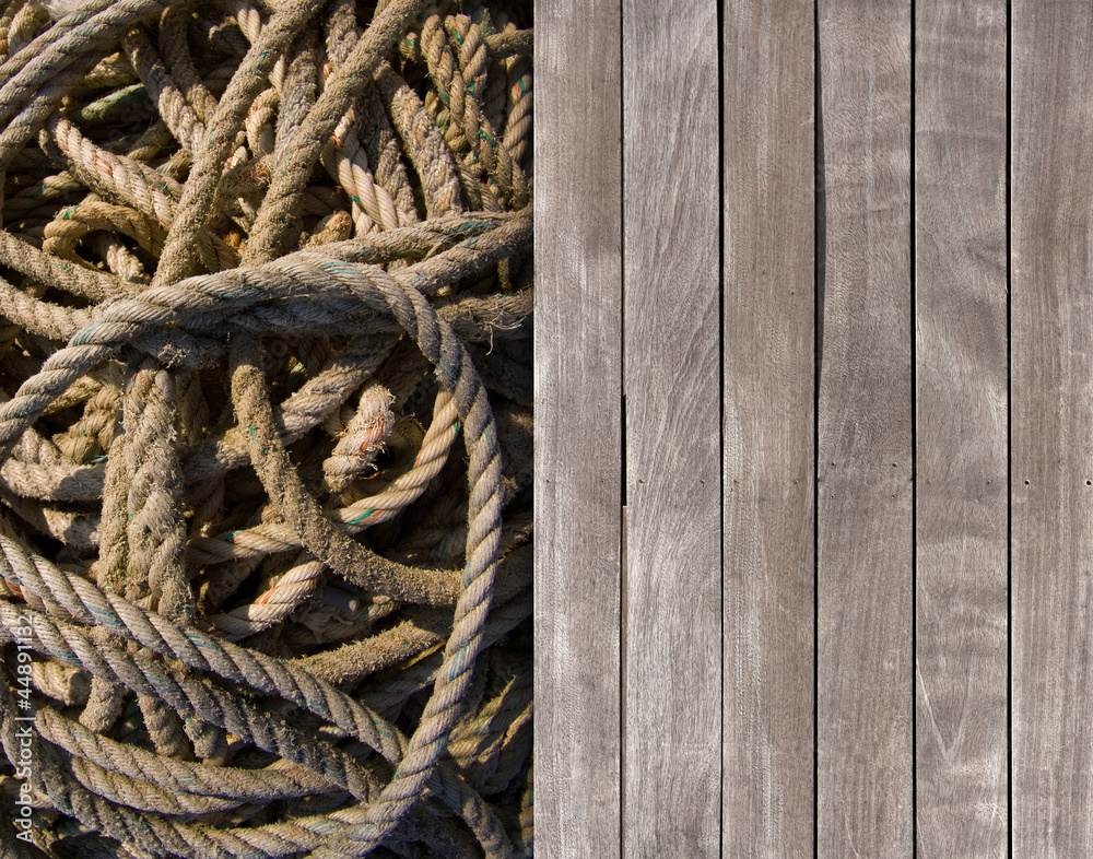 Deck and coiled rope