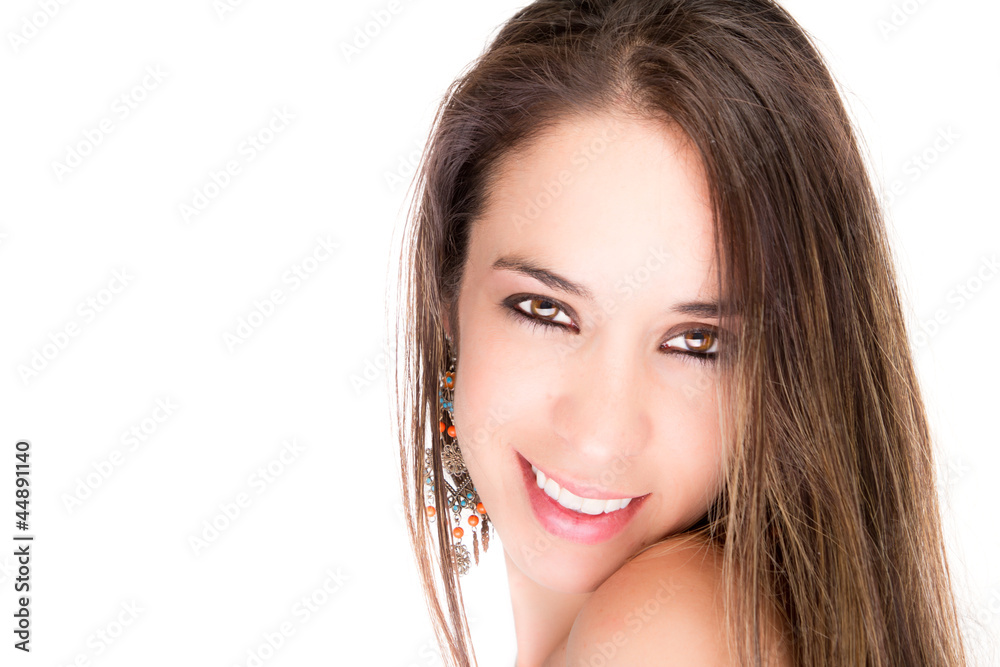 portrait of a brunette beautiful hispanic girl