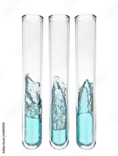 abstract blue liquid in test tubes