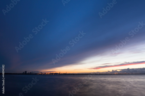 silhouette of tallinn with sea sunset © romantsubin