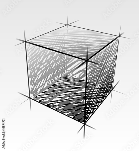 Hand drawn vector cube isolated