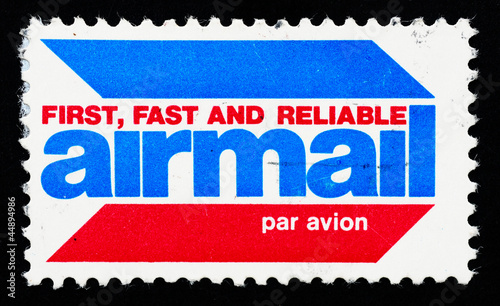 Stamp printed in US shows airmail