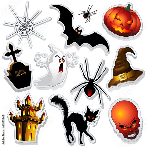 Halloween Stickers Symbols Cartoon Simboli Halloween Adesivi
