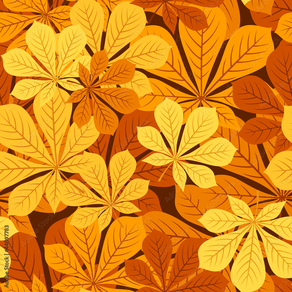 Seamless pattern with autumn chestnut leaves. Vector EPS 8.