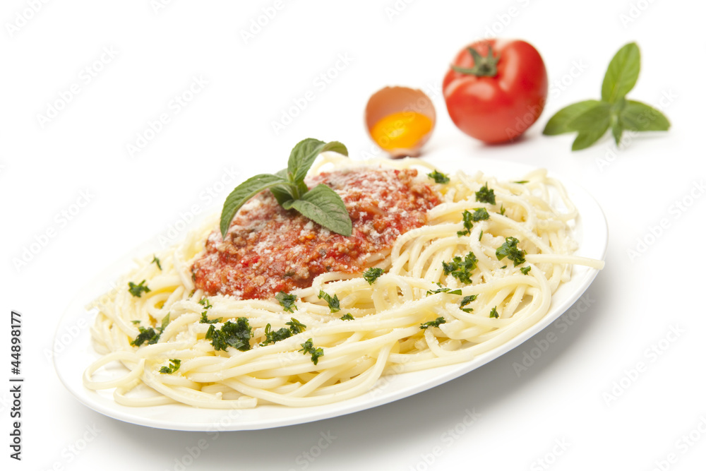 Pasta with tomato sauce basil