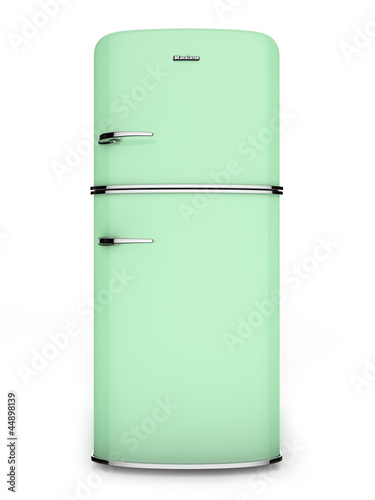 Retro green refrigerator. Front view