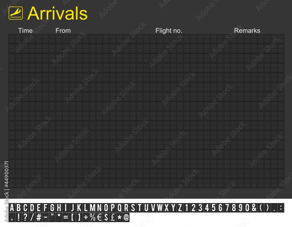 Fototapeta premium Empty International Airport Arrivals Board