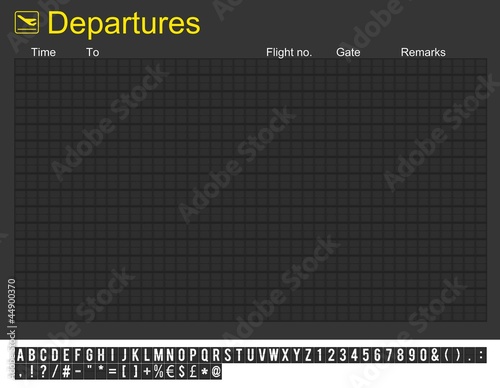 Tableau sur toile Empty International Airport Departures Board