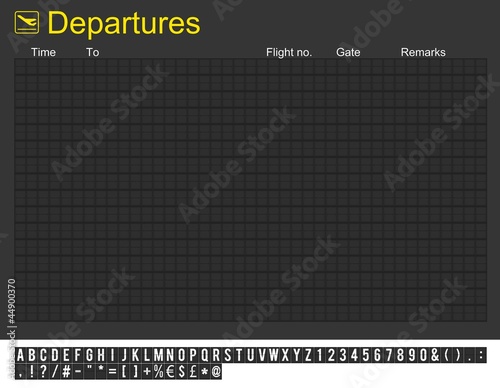 Empty International Airport Departures Board photo