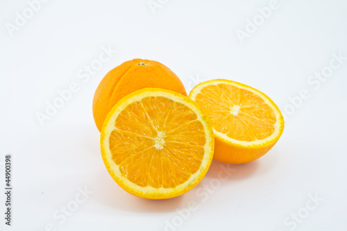 Ripe orange on white background