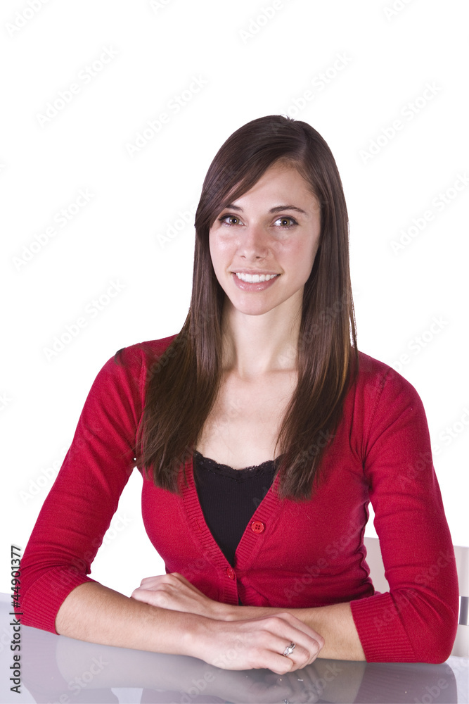 Beautiful Brunette with White Space Beautiful Brunette with White Space