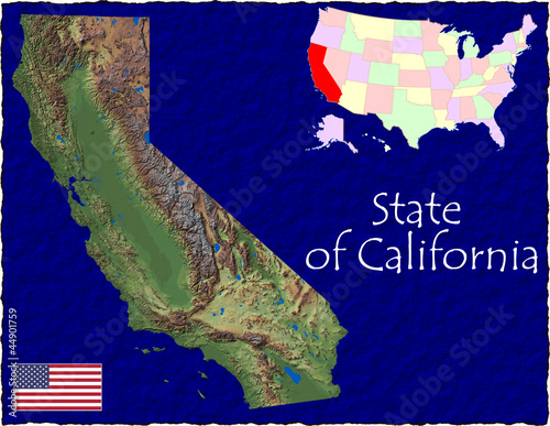 USA state california enlarged map flag background