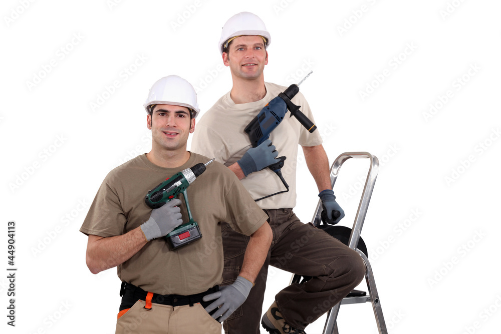 Two artisans with drill Two artisans with drill