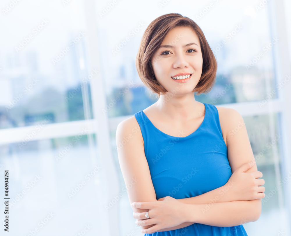 Woman in blue