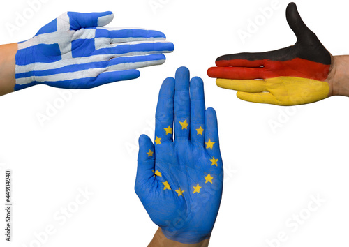 Griechenland, Deutschland und Europa in Beziehung zueinander photo