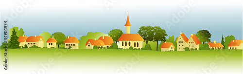 Rural landscape with little town