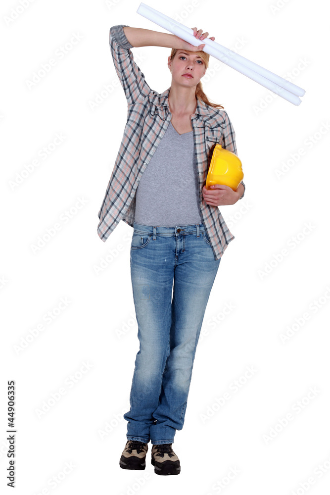 Portrait of an overworked draftswoman Portrait of an overworked draftswoman