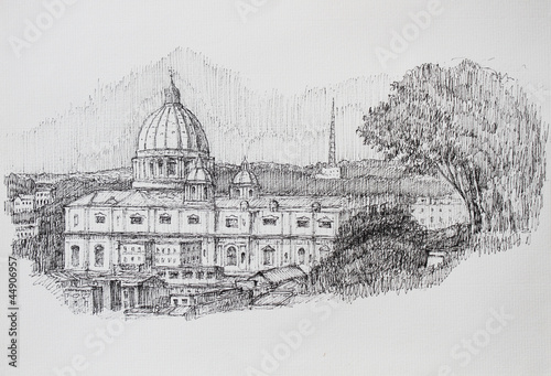 Canvas Print Roman cityscape of the Basilica San Pietro