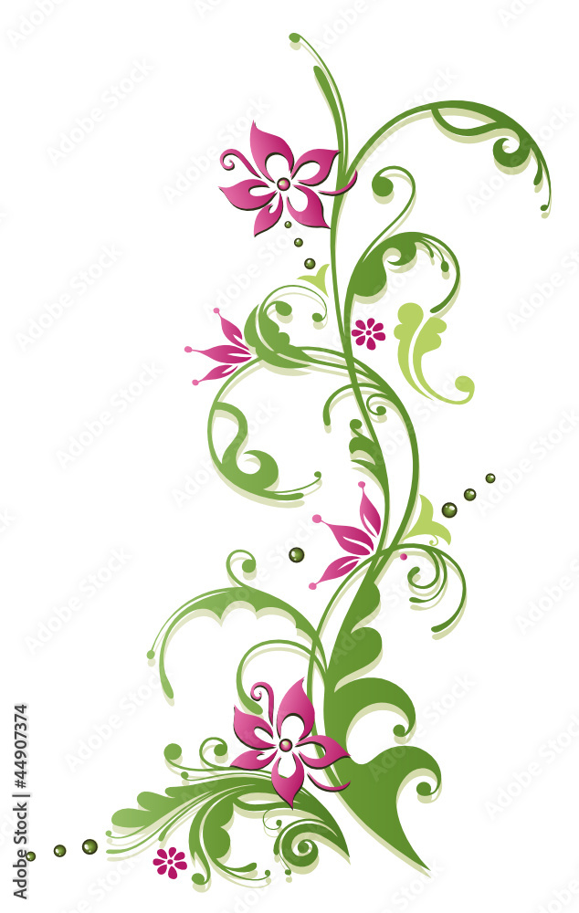 Ranke, flora, Blume, Blüte, border, frame, grün, rosa Ranke, flora, Blume, Blüte, border, frame, grün, rosa