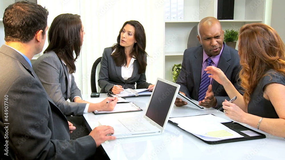 Multi Ethnic Business Team Working Wireless Technology Multi Ethnic Business Team Working Wireless Technology