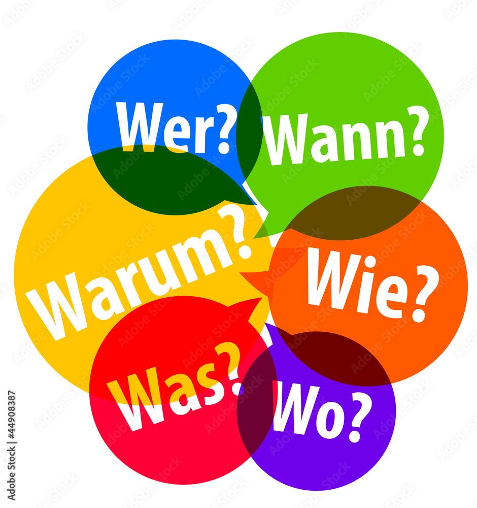 WFargen Wer, Wann Warum, Wie, Wo, Was? StockIllustration Adobe Stock