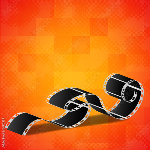 Orange background with film reel